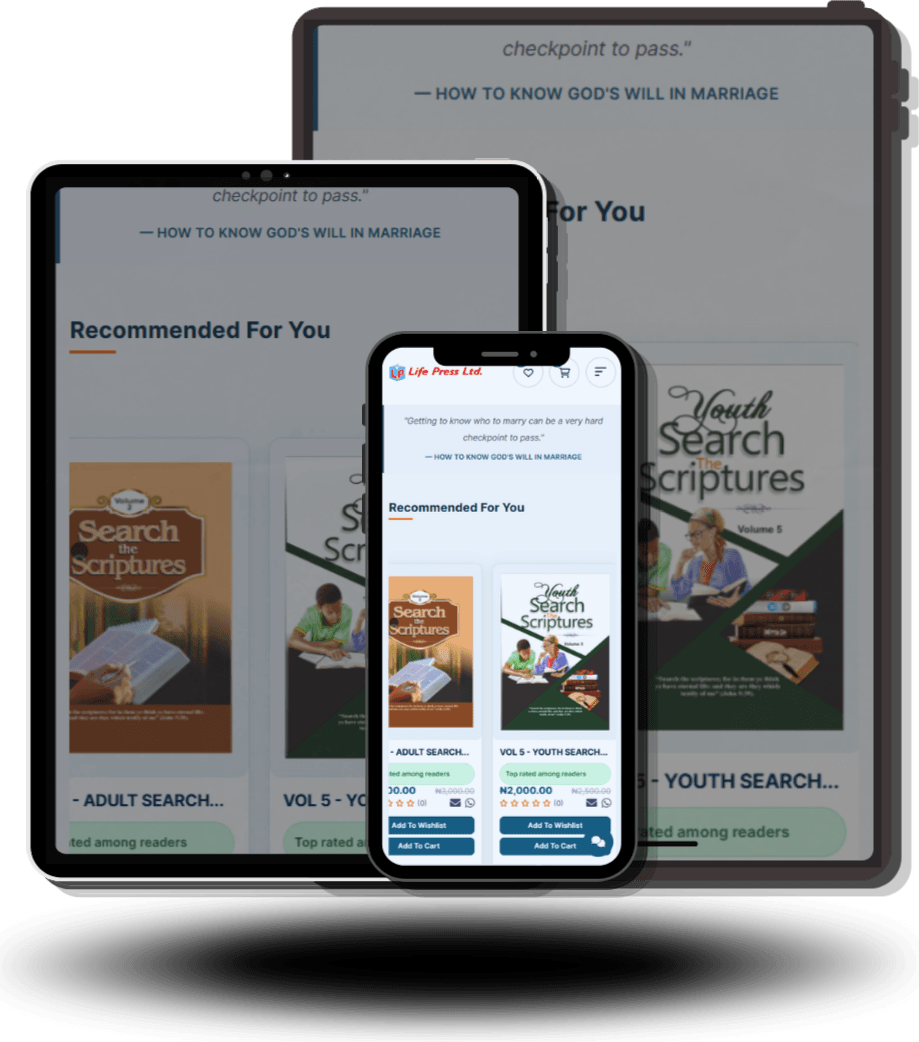 Lifepress Reader on phone and tablet